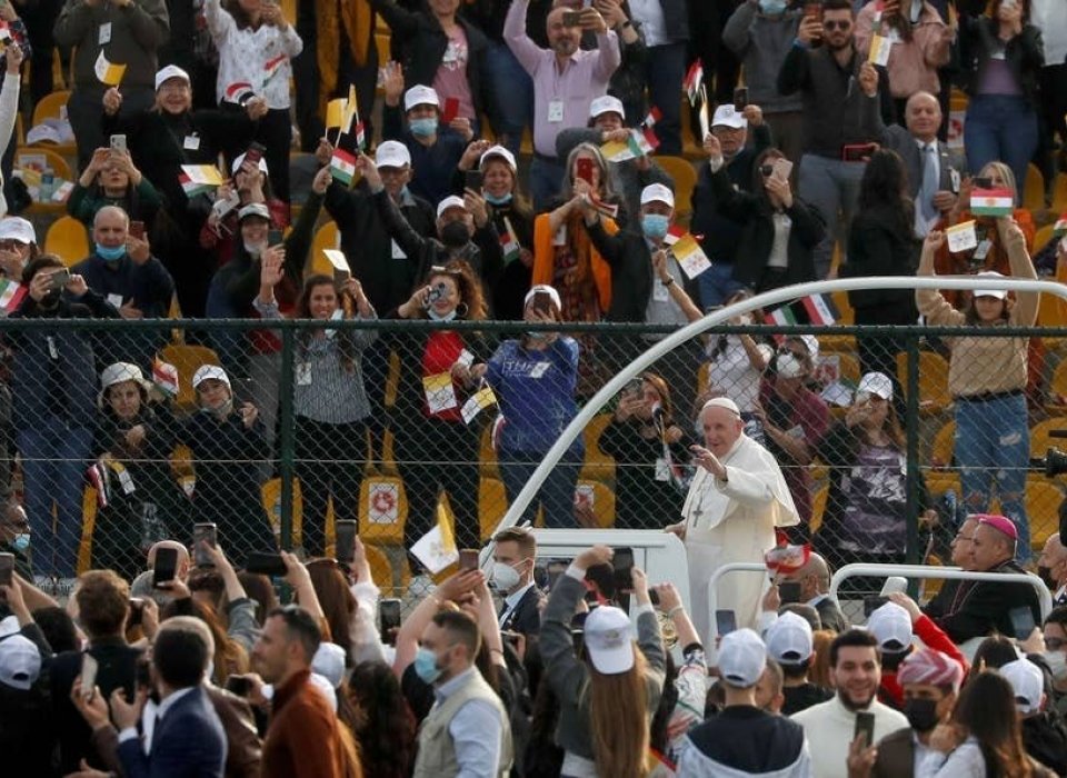 Exultant Crowds Gather for Pope's Erbil Mass, Despite Coronavirus Concerns