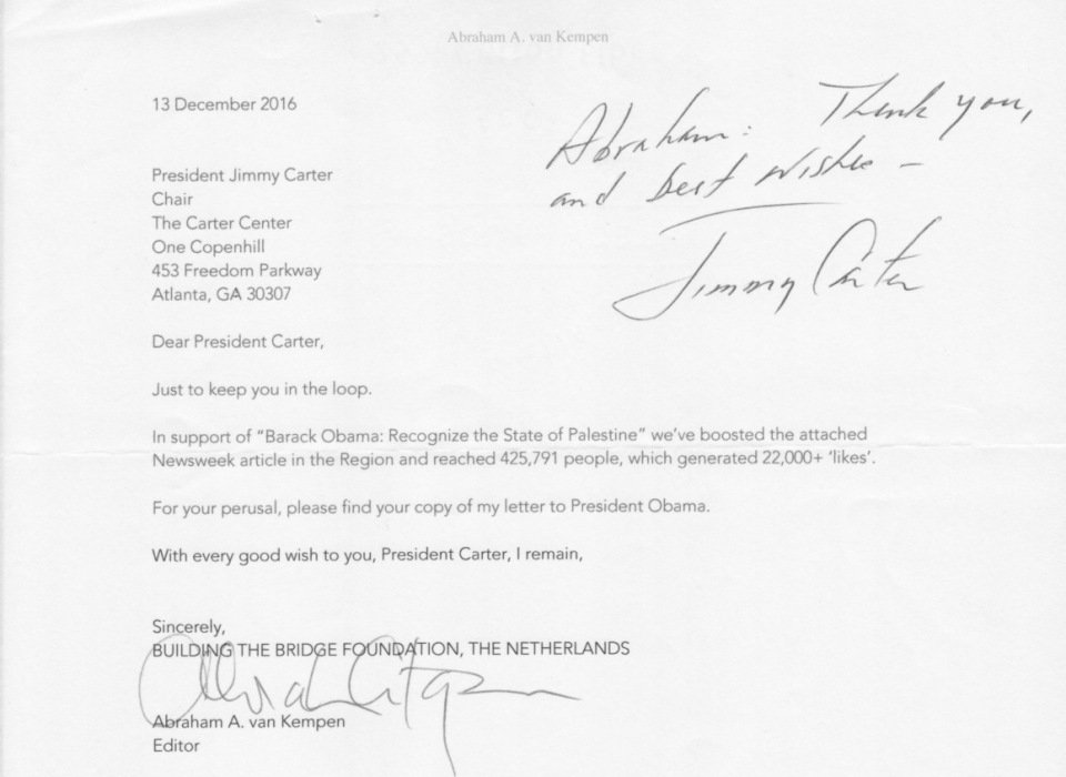 In reply to Abraham van Kempen's letter to President Carter